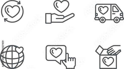 Charity icons isolated on