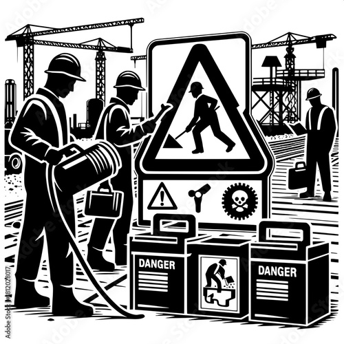 Safety Team with Warning Sign