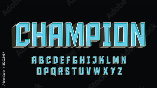 Blue 3d bevel uppercase display font