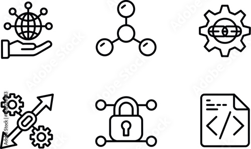 Data science and machine learning icons isolated on