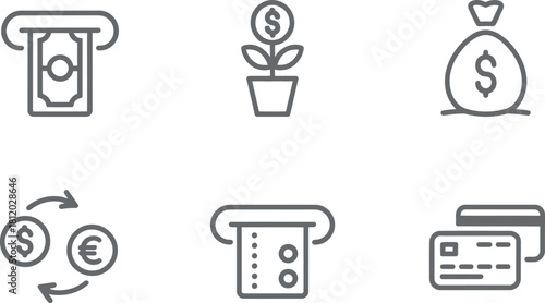 Finance and banking icons isolated on