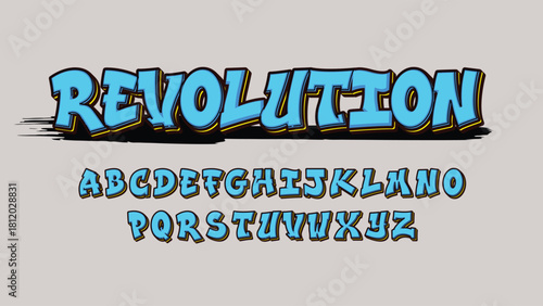 bright blue graffiti tag themed font