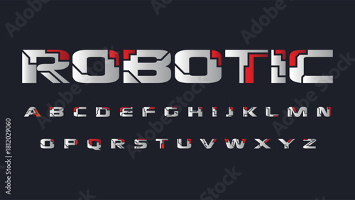 Futuristic robotic abstract shapes typography