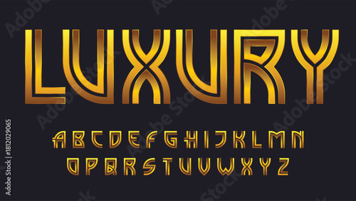 Golden vintage metallic isolated font