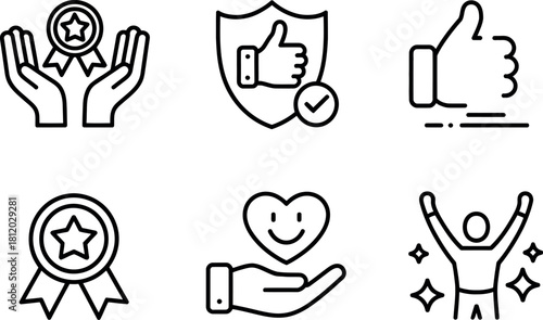Hand gestures and feedback icons isolated on