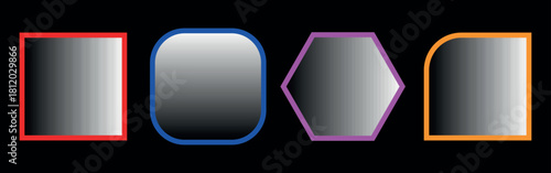 Complete Solid-Style Shape Gradiant Chart Displaying and Colorful Line Fundamental Geometry Forms from Square Hexagon and varaites Shape