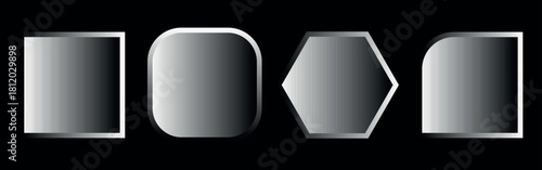 Vibrant Gradient- Ash Color Vector Chart of Essential 3D Geometric Shapes from Square, Hexagon to Dodecagon with Clear Learning Labels