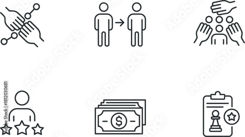 Set of business and management line icons isolated on