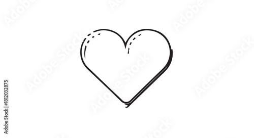Minimalist hand-drawn heart sketch symbol expressing love, warmth, and affection.