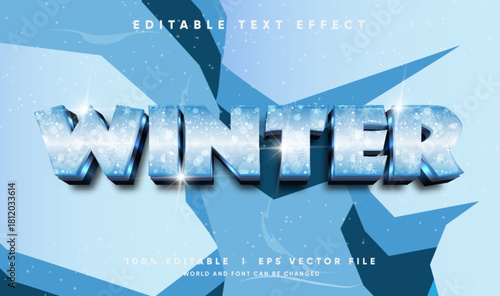 winter 3d vector text effect with modern style