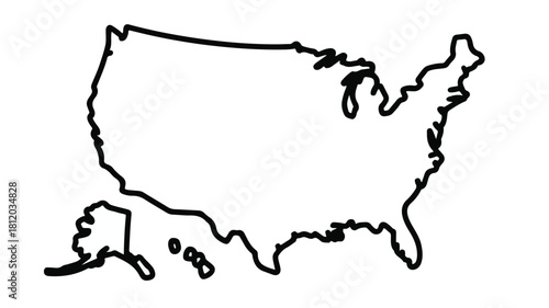 United States of America 3D Metallic Map Illustration