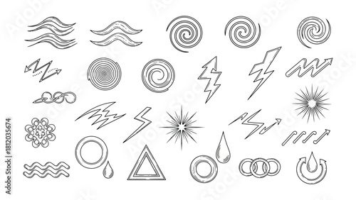 Abstract Elements Collection: A captivating collection of meticulously crafted, hand-drawn abstract elements, each one a unique symbol of creativity and design.