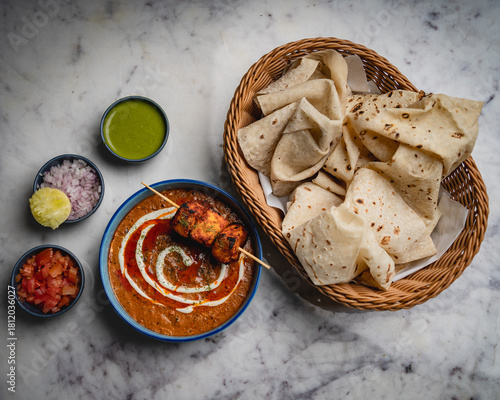 Delicious Paneer Tikka Masala with rumali roti  – Indian Cuisine