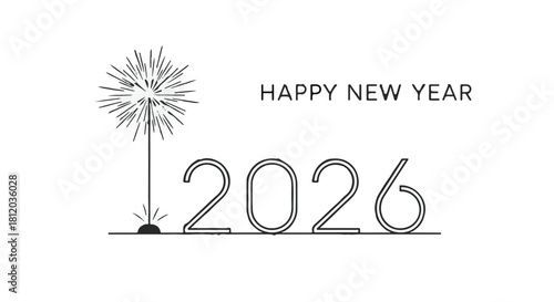 Celebrate new beginnings with a festive 2026 New Year's Eve greeting featuring a stylized firework.