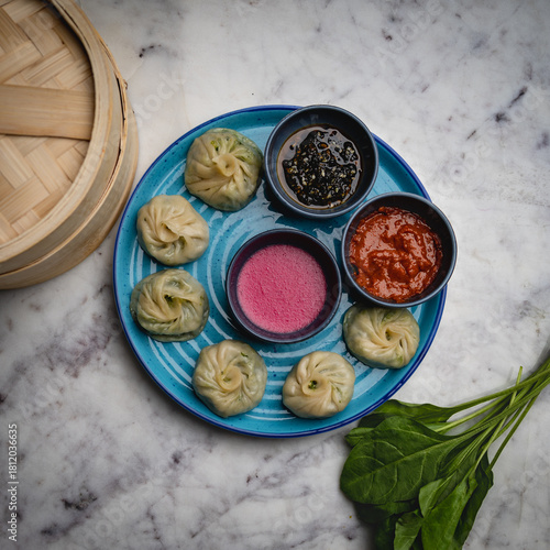 Steamed Dumplings Served on a Plate