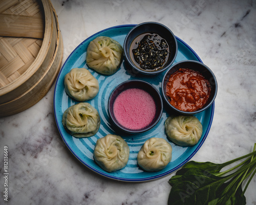 Steamed Dumplings Served on a Plate