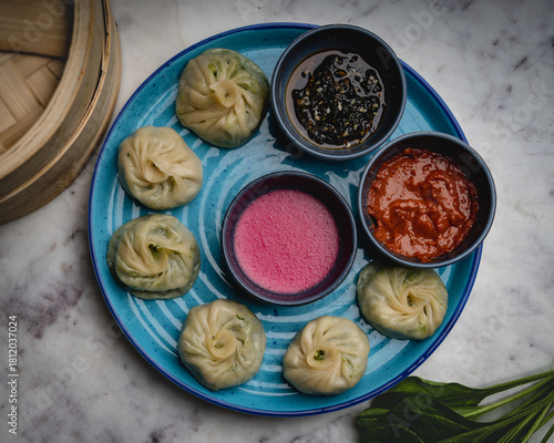 Steamed Dumplings Served on a Plate