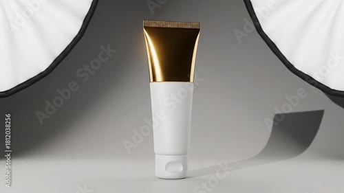 Cosmetic tube filling with golden liquid