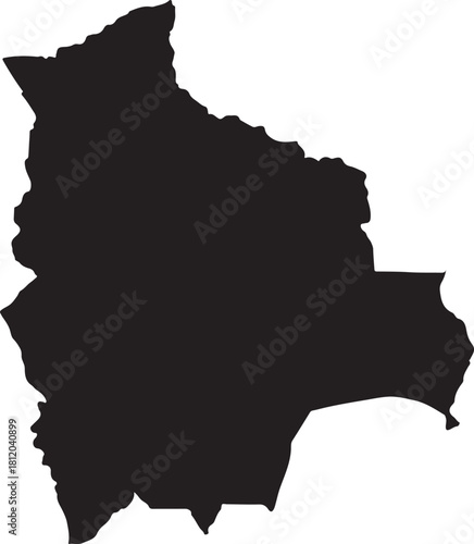 Black silhouette map of Bolivia on a white background country South America