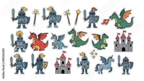 Medieval Fantasy Elements: An enchanting collection of knights, dragons, and castles, bringing the world of medieval fantasy to life. 