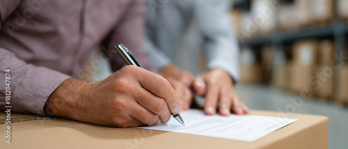 Logistics contract signature warehouse business professional paperwork shipping