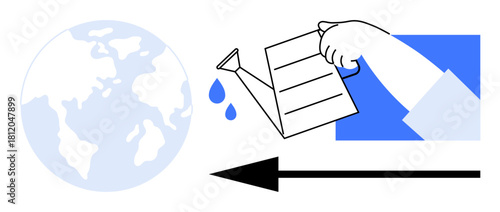 Sustainability concept. Sustainability d with a watering can nurturing Earth. Sustainability highlighting global care, environmental change, and ecological responsibility. For ecology
