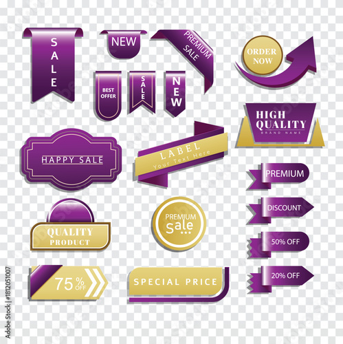 set of colorful labels