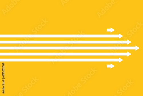 Tableau sur toile Dynamic white arrows streaming across a bright yellow background, symbolizing di