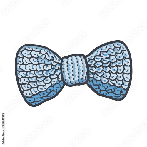 Blue sequin bow tie with glitter effect in vector style