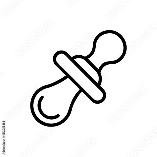 Baby pacifier outline icon in minimal black and white style