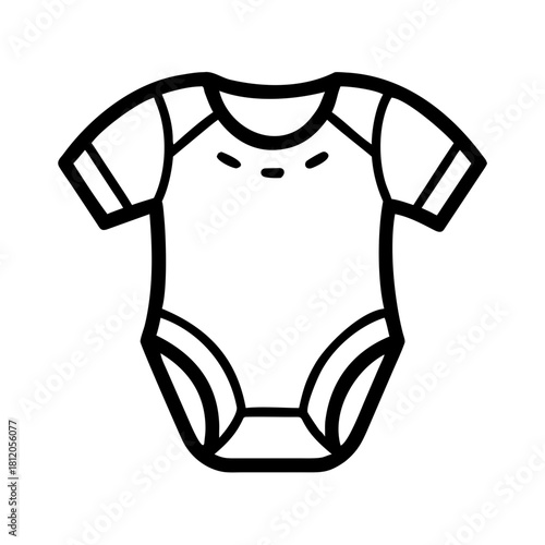 Baby onesie outline icon in black and white vector style