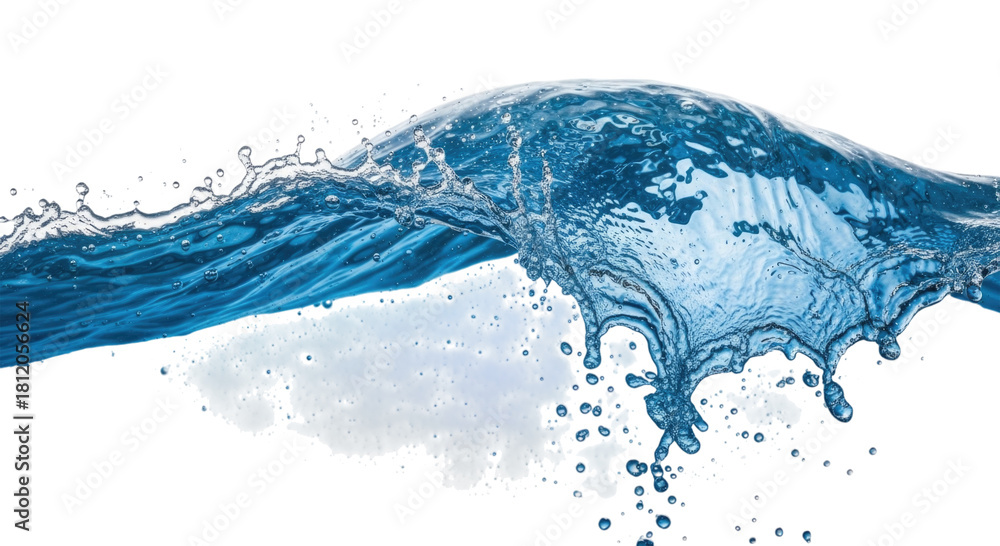 Obraz premium Dynamic water splash wave with droplets transparent background cutout png