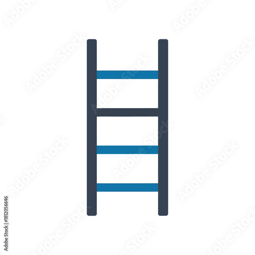 A sturdy ladder with blue rungs is ready for climbing to reach new heights.