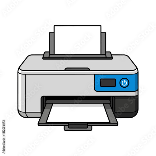 Illustration of a modern inkjet printer with paper.