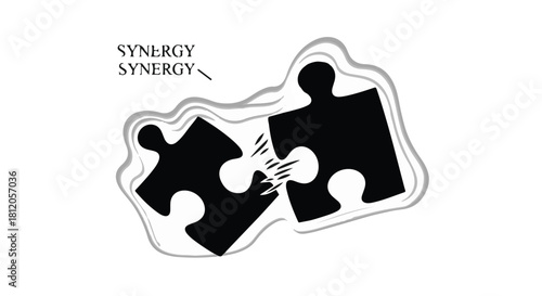 Two puzzle pieces connecting, symbolizing teamwork and collaboration for success.