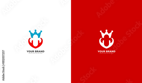 Health care logo, heart health with crown. Health care icon. Illustration design template of cross, care, heart and crown