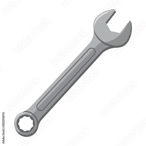 Silver Combination Wrench Tool for Mechanical Work and Repair.