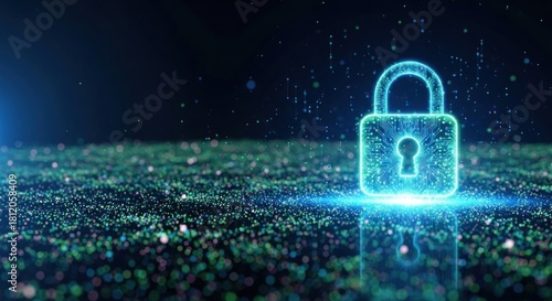 Wallpaper Mural A glowing, futuristic padlock symbolizes security and protection. Torontodigital.ca