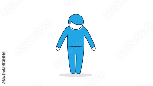 A blue stick figure wearing a longsleeved shirt and pants