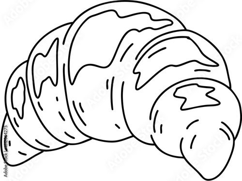 A pastry with a spiral shape is drawn in black