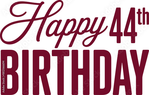 Wallpaper Mural Elegant 44th birthday vector with bold and cursive typography in gradient tones for festive and stylish celebration design. Torontodigital.ca