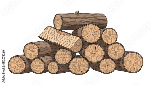 A pile of cut logs with some logs stacked horizontally and others at an angle