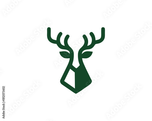 Deer head geometric in green