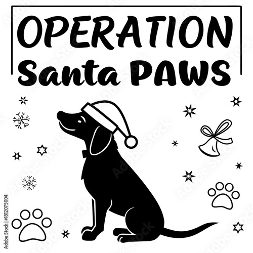 Operation Santa Paws Vector Illustration, Santa Delivering Gifts to Cats and Dogs Isolated on White Background