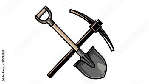 A shovel and pickaxe crossed