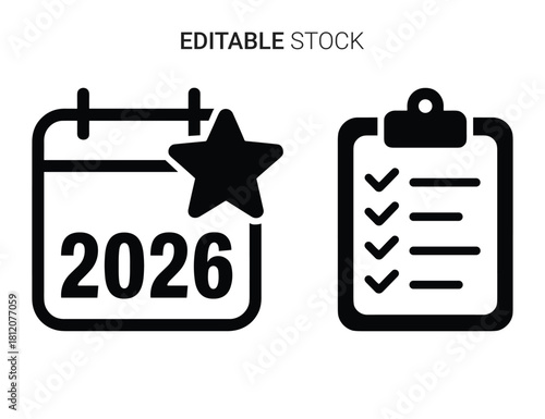 Important 2026 calendar date with star icon and checklist for successful task management