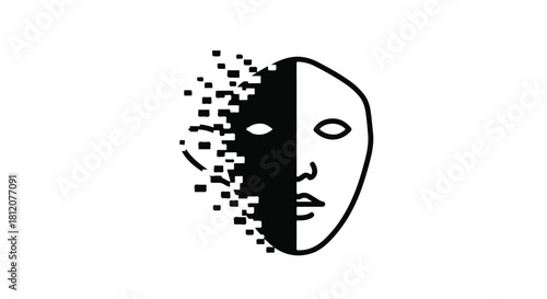 Abstract representation of a dissolving face, symbolizing loss of identity or transformation.