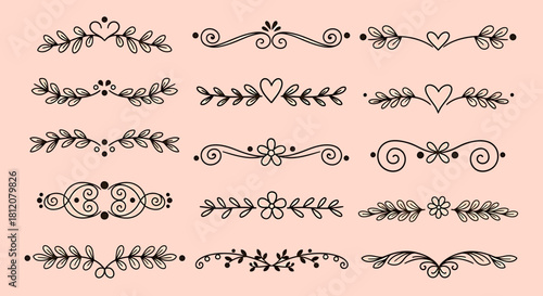 Elegant Hand-Drawn Floral Dividers and Borders Collection.