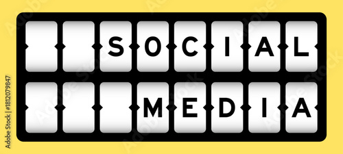 Black color in word social media on slot banner with yellow color background