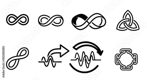 Collection of Abstract Infinity Symbols and Celtic Knot Designs.